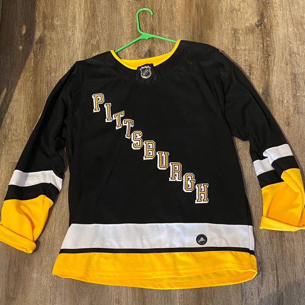 adidas Black, Yellow & White Pittsburgh Hockey Jersey